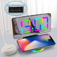 thumbnail image 4 of Becaristey Silica Gel Adjustable Makeup Mirror Forwireless Charging Small Night Light LED Digital Clock black, 4 of 6
