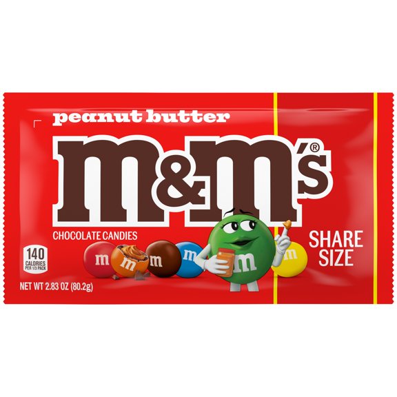 M&M's Peanut Butter Milk Chocolate Candy, Share Size - 2.83 oz Bag
