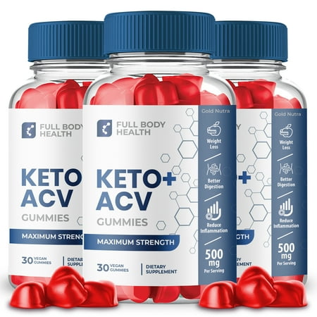 Full Body Health Keto ACV Gummies, Full Body Health Keto Plus ACV, Shark Advanced Weight Management (3 Bottles)