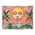 thumbnail image 5 of Creowell  Boho Sun Tapestry Pink Wave Tapestries Retro 70s Rainbow Sunrise Sunset Tapestry Bohemian Mid Century Tapestry Tropical Coconut Palm Tree Wall Hanging for Bedroom 40x30inch, 5 of 6