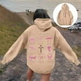 thumbnail image 2 of Women's Graphic Word Hooded Sweatshirt Preppy Style Long Sleeve Casual Pullover Top, 2 of 7