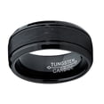 thumbnail image 3 of Metal Masters Tungsten Carbide Mens Black Brushed Textured Center Ring Band 8mm Comfort-Fit, 3 of 7