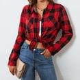 thumbnail image 2 of Arlun Plaid Flannel Long Sleeve Shirts for Women Buffalo Checkered Button down Loose Fit Blouse Tops Soft Comfy Fall Winter Stylish Outfits for Layering Red L, 2 of 7