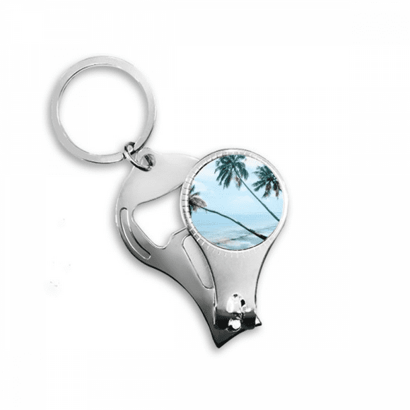 ocean beach green tree picture nail nipper key chain bottle opener clipper