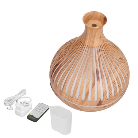 

400ml Wood Grain Desktop Humidifier with Color LED Remote Control Electric Aroma Diffuser 100240VEU Plug