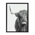 thumbnail image 2 of Kate and Laurel Sylvie B&W Highland Cow No. 1 Framed Canvas Wall Art by Amy Peterson Art Studio, 18x24 Black, Black and White Animal Portrait Art, 2 of 6