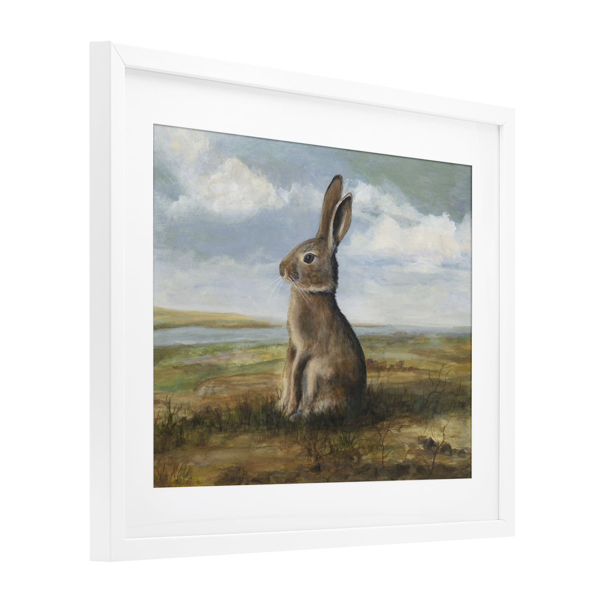 Stupell Industries Classic Rabbit in Countryside White Framed Print Under Glass, design by Michael Willett