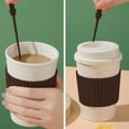 thumbnail image 4 of Uuiauoio Wheat Straw Coffee Cup with Lid and Stirring Stick,Leak-Proof Travel Mug for Hot Beverages, Reusable Plastic Tumbler for Outdoor Use, Insulated Design for Coffee and Tea, 4 of 6
