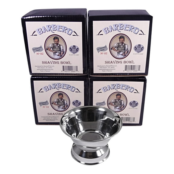 Barbero Deluxe Stainless Steel Shaving Bowl No.02 (4 Pack)