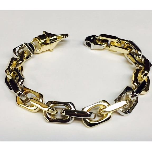 10k Two-Tone Gold 10.5mm Fancy Rolo , Bracelet, 8", Approx 66g