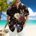 thumbnail image 2 of NAMTYQX Mens Button Down Short Sleeve Shirt Button Up Soft Lapel Plus Size Short Sleeve Tropical Print Casual Loose Fitting Lightweight Men's Short Sleeve Button Down Shirt Navy Size S, 2 of 5