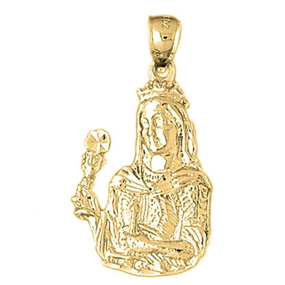 18K Yellow Gold Mother Mary Pendant - 35 mm