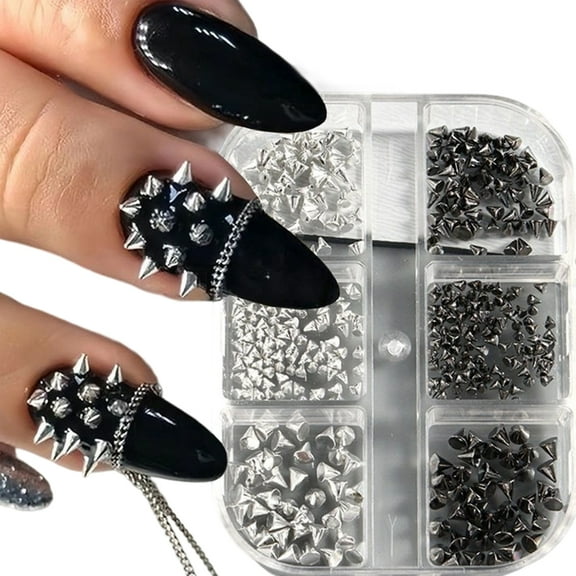 6 Type Unique Nails Art Metal Studs Set Gothic Studs Decorations Not Fade Strong Accessories For Nails Designs