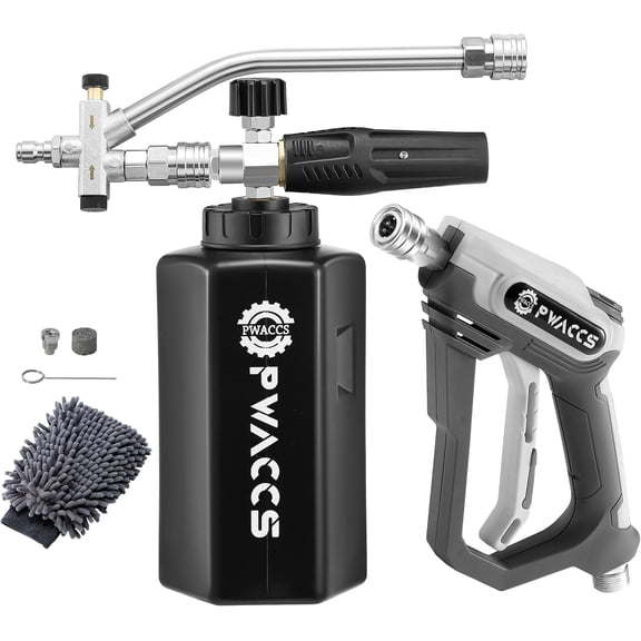 WANBIN Pressure Washer Foam Gun with Dual Connector, Short Gun, 1.5 Liter, 4000 PSI