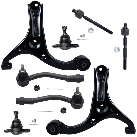 Detroit Axle - Front 8pc Control Arms Kit for 06-11 Kia Rio Rio5, Lower Control Arms Outer Inner Tie Rods Lower Ball Joints 2006 2007 2008 2009 2010 2011 Replacement