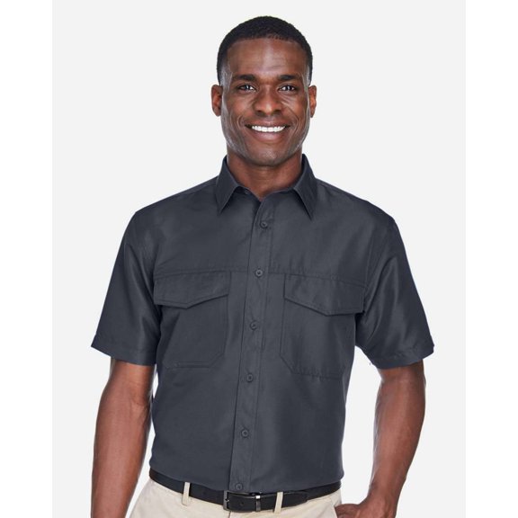 Harriton M580 Men's Key West Short Sleeve Performance Staff Shirt-Dark Charcoal-2XL