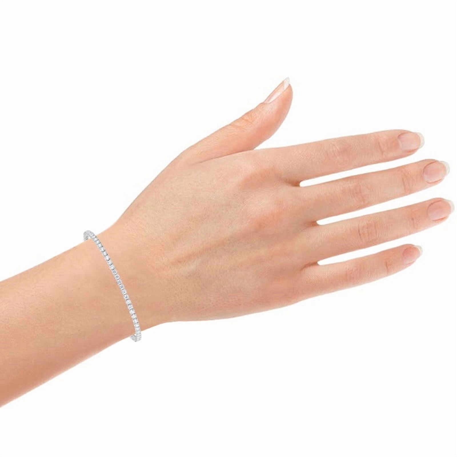 Unique Moments Women's 3 Carat T.W. Round Lab Grown Diamond Tennis Bracelet Sterling Silver