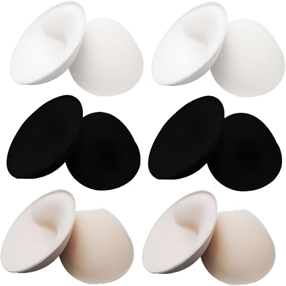 TELOLY 6-Pairs Women's Round Bra Inserts Pads for Sports Bra Bikini Black, White, Beige
