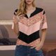 thumbnail image 2 of Blusas de Manga Corta para las Mujeres Impresas Cuello Redondo Casual Top, Blusa de Algodón de Imitación para el Hogar Y Diario, 2 of 7