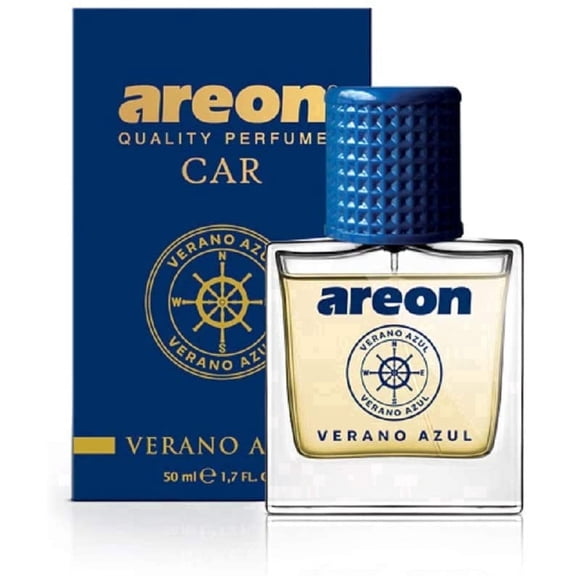 AREON MCP07 Car Perfume 1.7 Fl Oz. (50ml) Glass Bottle Car Air Freshener Spray, Verano Azul (Seashore Freshness)