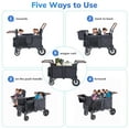 thumbnail image 6 of SACVON 4-in-1 Baby Stroller Wagon, 4-Seat Convertible Wagon for Kids with Removable Canopy, Cooler Bag, Adjustable Handle, for Outdoor Camping & Travel, Black, 6 of 12