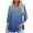 Gradient Blue, variant on Samickarr Tops for Women Trendy Fall 3/4 Sleeve Button Up Round Neck Patchwork Pleated Ruffle Hem Lightweight Blouse Solid Color Casual Loose T-Shirts