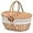 Flowers, variant on Large 15.4" Wicker Picnic Basket with Removable Liner Empty Picnic Baskets with Lid, Picnic Hamper with Foldable Handles for Picnic, Yellow Checkered, Large