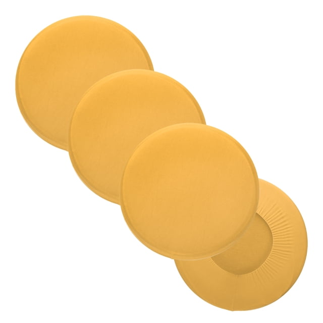Uxcell 4 Pcs Fundas de Taburete Amarillas de Poliéster y Spandex Redondas con Banda Elástica