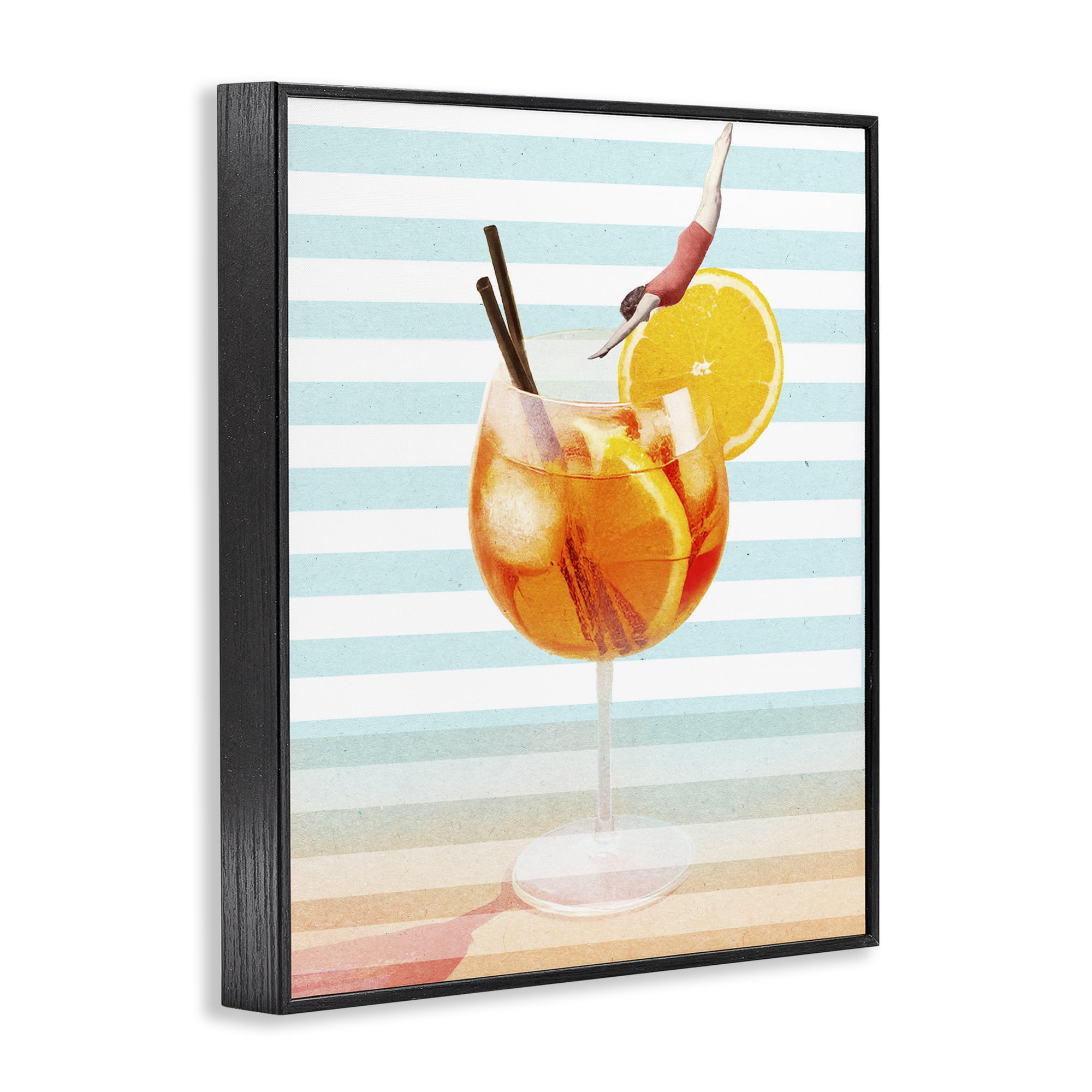 Spritz Cocktail Dive Black Framed Giclee Art, design by Lil' Rue