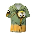 thumbnail image 2 of Lsque Quirky Cartoon 123 print Men's Cuban Collar Short Sleeve Shirt Summer Beachwear Casual Button Down Fashionable Vacation Leisure Shirt-3X-Large, 2 of 7