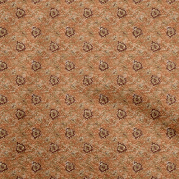 oneOone Cotton Cambric Orange Fabric Batik Dress Material Fabric Print Fabric By The Yard 56 Inch Wide