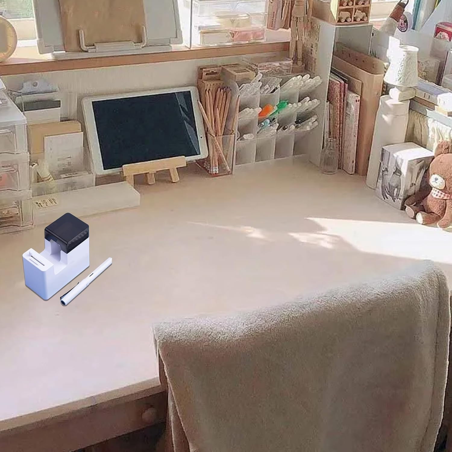 Automatic Desk Tape Dispenser Cutter: Automatic Tape Dispenser, Tape Dispenser Desk, Effortless Cutting with Non-Slip Base, for 20mm Wide Clear Tape/Paper Tape, Replaceable Blades, Tape Dispenser