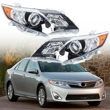 LH   RH Headlights Headlamps Assembly Replacement for 2012-2014 Toyota Camry (SE Style) with Amber Corner Projector Headlights Driver and Passenger Side