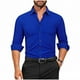 thumbnail image 2 of Blusa y camisa de manga larga con cuello vuelto para hombre, color liso, informal, a la moda, con botones, manga larga, elástica, de poliéster, 2 of 6