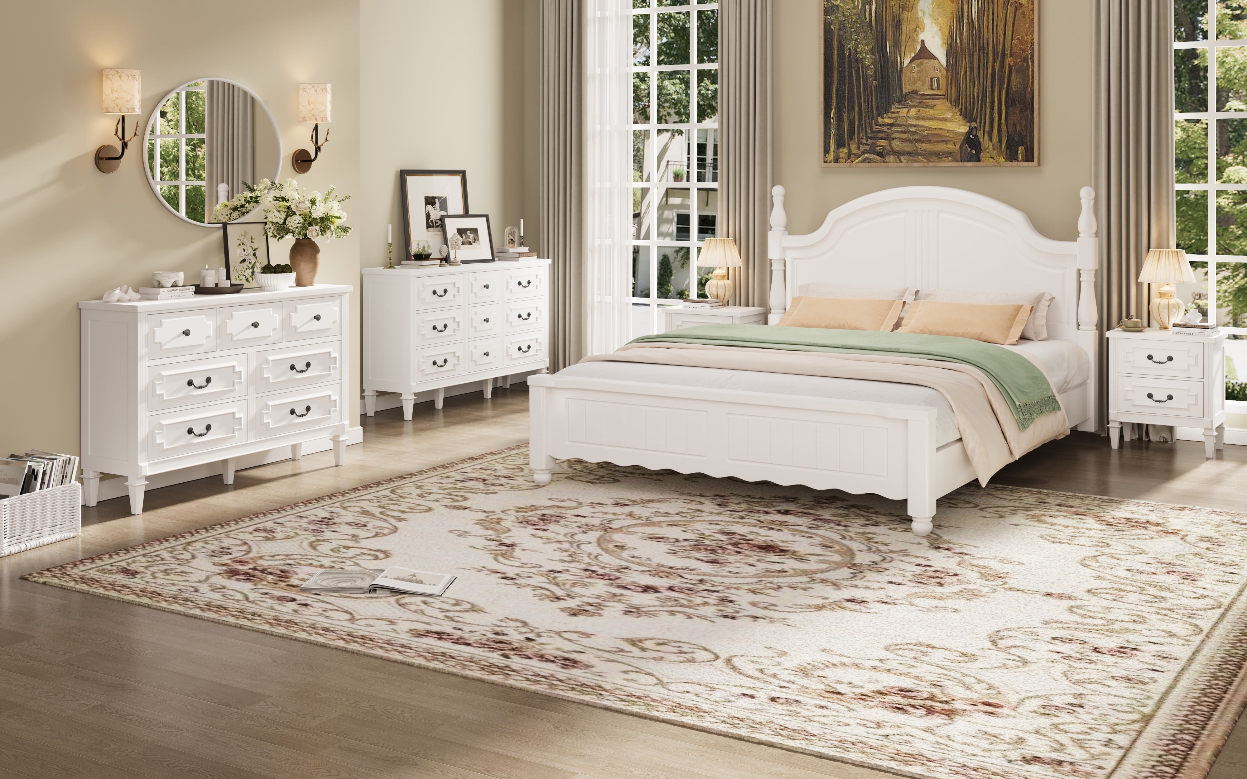 White Dresser for Bedroom, 7 Drawer Dresser with Drawers and Metal Handles, Modern Dressers & Chests of Drawers for Hallyway, Entryway