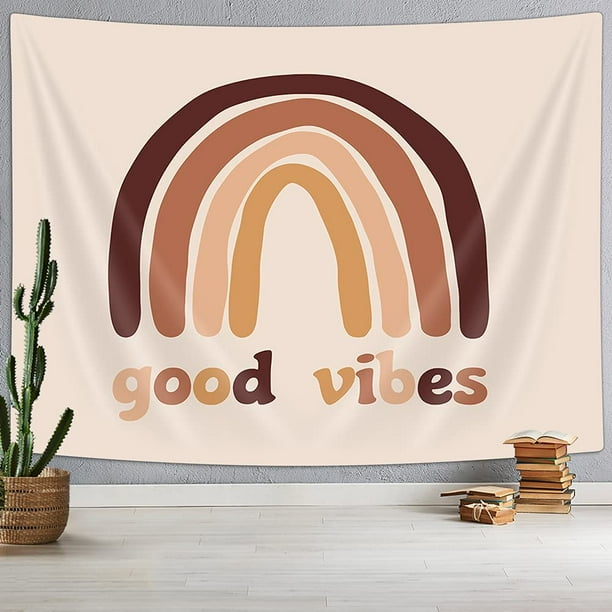 Boho Rainbow Tapestry Vintage Good Vibes Hippie Tapestries, Retro