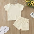 thumbnail image 5 of TAIAOJING Toddler Baby Boys Girls Outfit Short Sleeve Solid T Shirt Pullover Tops Shorts Outfits 18-24 Months, 5 of 9