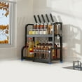 thumbnail image 2 of Bdday Food Storage Containers Kitchen Shelf Floor Seasoning Spice Rack Supplies Knife Rack 2 Tier Countertop Rack Oil Vinegar Storage Storage Racks Kitchen Utensils, 2 of 6