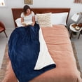 thumbnail image 2 of Rest Haven Weighted Blanket Cover, Full Size (48" x 72"), Navy/Ivory Sherpa, 2 of 6