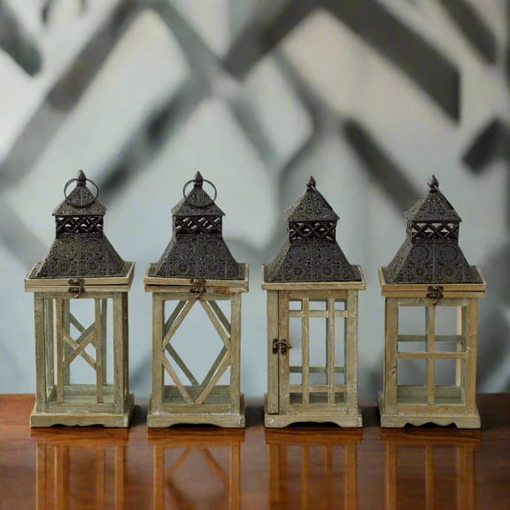 Urban Trends Collection: Wood Lantern Stained Wood Finish