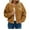 Brown, variant on Womens Jacket Fuzzy Fleece Fall Coats Casual Crew Neck Button Down Jackets for Women Fall Trendy Outerwear with Pockets Solid Color Long Sleeve Cropped Cardigan for Women S-2XL Brown