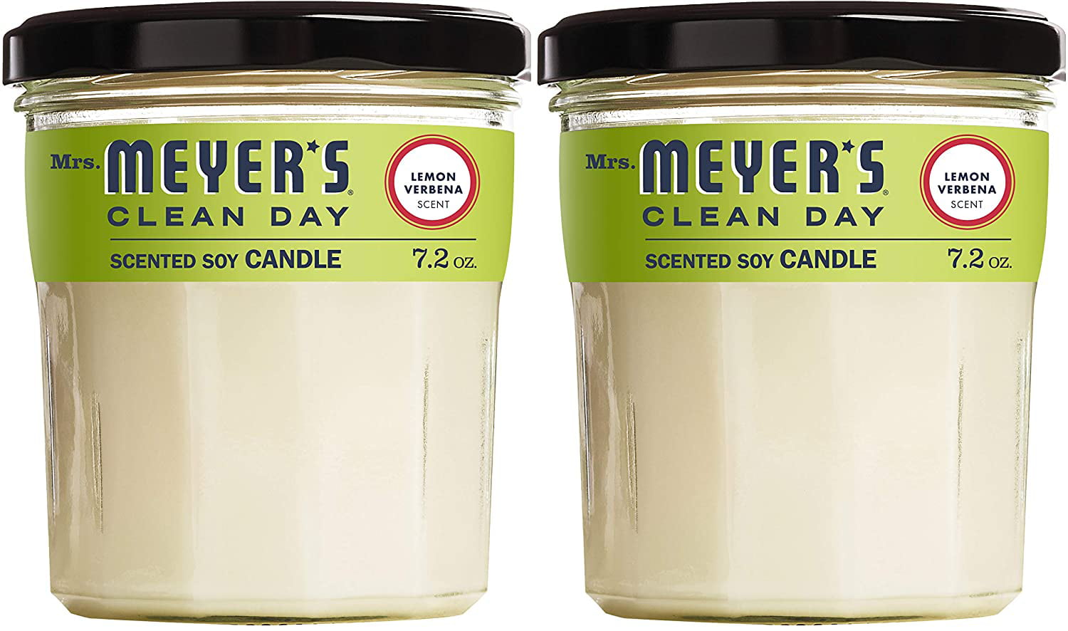Meyer's Clean Day Scented Soy Aromatherapy Candle Made with Soy Wax and Essential Oils Mrs Lemon Verbena 7.2 oz- Pack of 2 35 Hour Burn Time
