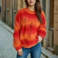 thumbnail image 6 of UAMVSH Gradient Sweaters for Women Hollow out Knitted Sweaters Oversized Long Sleeve Pullover Tops Casual Crew Neck Fall Outfits(Small,Red), 6 of 7