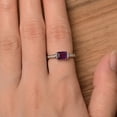 thumbnail image 4 of February birthstone ring amethyst ring sterling silver purple gemstone quartz emerald cut bezel setting natural amethyst promise ring, 4 of 4