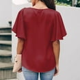 thumbnail image 4 of Womens Summer V Neck Chiffon Blouses Ruffle Short Sleeve V Neck Solid T Shirts Tops Dressy Casual Loose Tunic Tees Shirts, 4 of 7