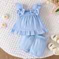 thumbnail image 2 of REDARER Toddler Crinkle Cotton Bow Strap Top and Bloomers Two-Piece Summer Outfit,6-12 Months, 2 of 5