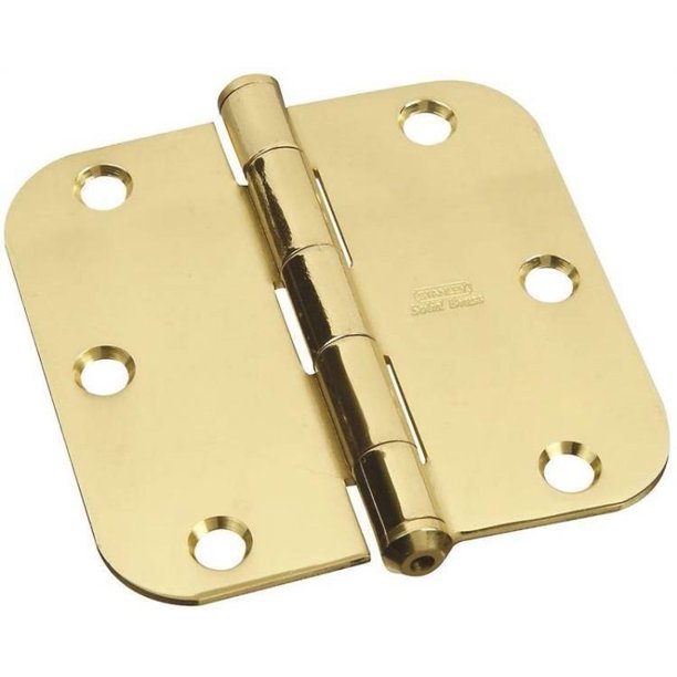 STANLEY 800130 SOLID BRASS ROUND CORNER 3 1/2" FULL MORTISE DOOR HINGE