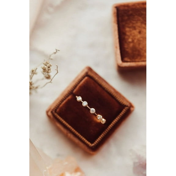 SOLITAIRE JEWELS 2mm Round Cut Moissanite Bezel Set Halfway Eternity Wedding Band Solid 10K Rose Gold