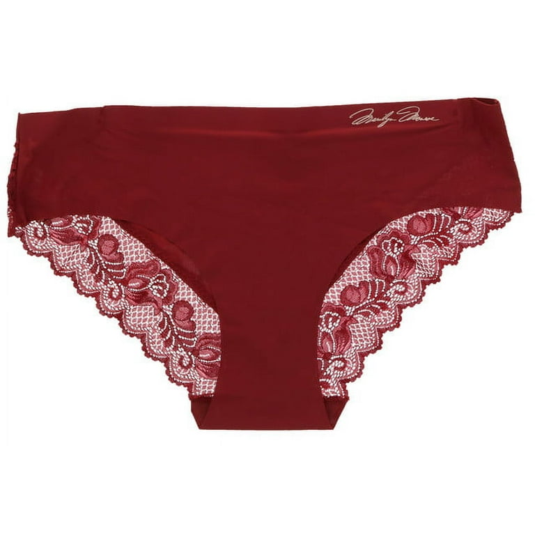 Marilyn Monroe Women's Underwear - Lace Hipster Brief Panties 5 Pack, Black  & Cherry Red Floral Checks, Medium