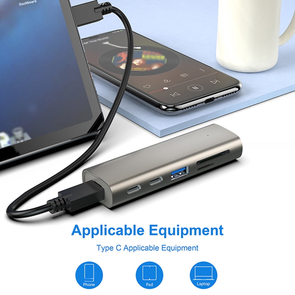 Tizuqe USB Hub 6 Port USB 3.1 Gen2 Data Hub Power Adapter USB Docking Station Splitter